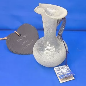 LAFIORE Designer Art GLASS JUG VASE * Textured White & Sand Finish * BNWT Exc - Picture 1 of 12