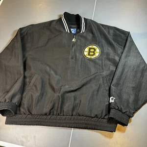 Vintage Bruins Starter Quarter Zip Jacket XL Black Made In USA - Picture 1 of 11