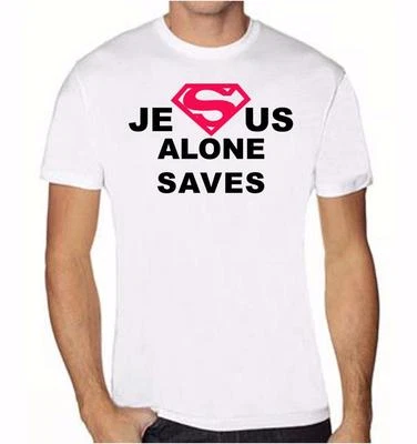CAMISETA HOMBRE ESTAMPADA JESÚS SOLO SALVA TEMA CRISTIANO AMOR DIOS BIBLIA CRUZ Foto 1 de 4