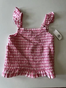 OLD NAVY Girls Kids Size 6 - 7 S Small Shirt Top Blouse NEW Gingham Plaid - Picture 1 of 9