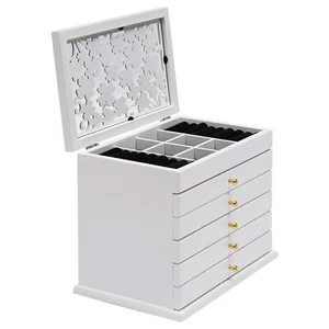 Estuche organizador joyero de madera de 6 capas con 5 cajones almacenamiento de joyas mujeres niñas - Imagen 1 de 12