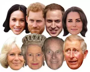 Platinum Jubilee Queen Elizabeth Face Masks Variety Pack of 8 - Royal Family Fun - Picture 1 of 1