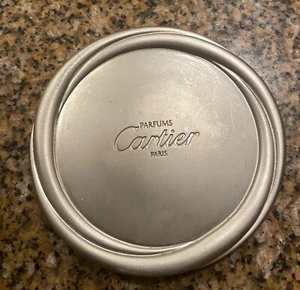 VINTAGE CARTIER COMPACT MIRROR SILVER ROUND PURSE POCKET TRAVEL Collectible - Picture 1 of 2
