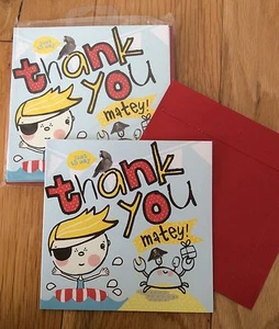 8 x M&S Pirate Luxury Thank You Cards - Birthday Party Blank Inside BNIP - Picture 1 of 10