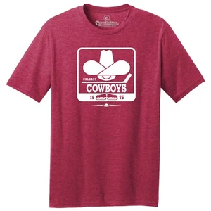 Calgary Cowboys 1975 WHA Hockey TRI-BLEND Tee Shirt - Calgary Flames - Picture 1 of 3