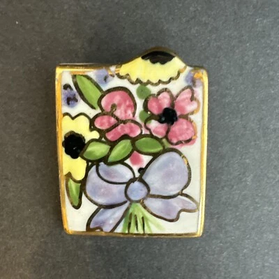 Colorful Hand Made Ceramic Hand Crafted Brooch Pin Flierrs - Image 1 of 4