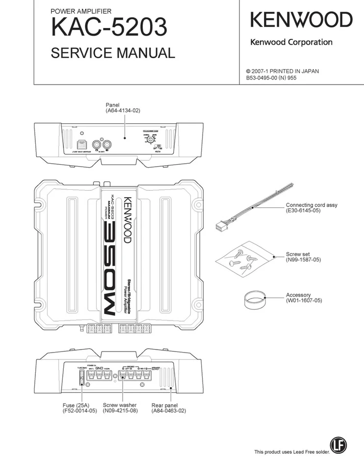 Servizio Manuale di Istruzioni per Kenwood KAC-5203 - Immagine 1 di 1