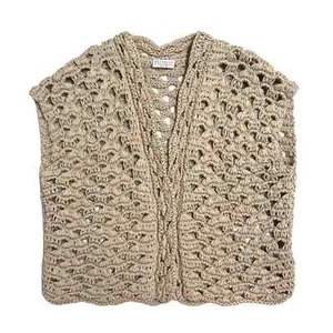 BRUNELLO CUCINELLI Cotton Open Knit Crochet Sweater Vest Top Beige Size Medium M - Picture 1 of 9