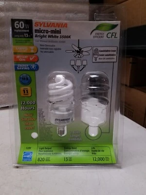 Sylvania Micro-Mini 13W 3500K CFL Bulb (V) - Image 1 of 2