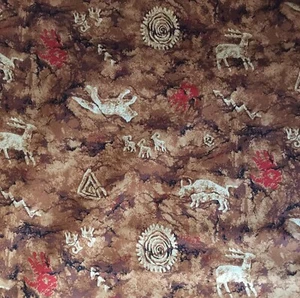 Tela 100 % algodón arte rupestre primitivo petroglifo - ELIGE LA TALLA - Imagen 1 de 3
