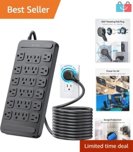 24 AC Outlet Power Strip with 4000 Joules Surge Protection - Ideal for Gaming - Picture 1 of 9