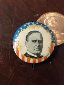 1896 PINBACK BUTTON POLITICAL PRESIDENT WILLIAM McKINLEY WHITEHEAD HOAG nice! - Picture 1 of 4