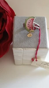 Anello Smaltato Anguria Gabriella Rivalta In Argento 925% e Oro  - Foto 1 di 5