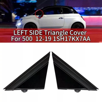 Nuevo par de espejos retrovisores con placa triangular negro brillante para Fiat 500 2012-2019 Foto 1 de 4