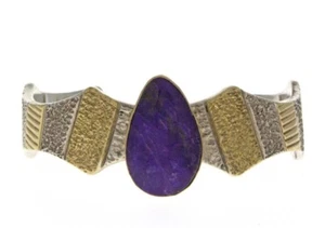 Natural Sugilite Bracelet With 14K Gold By Apache Artist Marc Antia - Picture 1 of 5