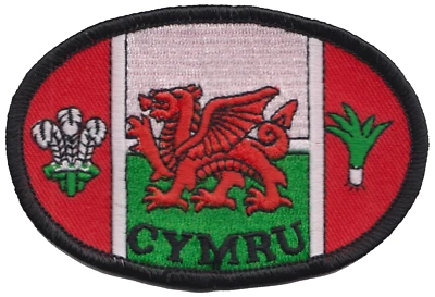Wales Cymru Dragon Oval Embroidered Patch - Image 1 of 3