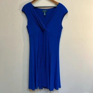 Ralph Lauren blau ärmellos Midi Surplice Wickelkleid Größe 14 - Bild 1 von 10