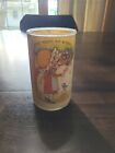 Vintage 5" Sugared Frosted Glass Candle Prairie Girl Birds  Love Needs No Words 