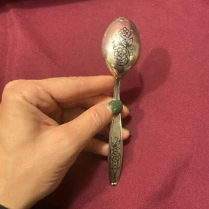 Vintage Sowjetisch Russische UdSSR 875 SILBER Niello Löffel Blumen Schön! - Bild 1 von 13