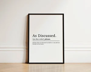 Como se discutió Definición Impresión Divertida Hogar Oficina Decoración Correo electrónico Trabajo Cita Arte de Pared - Imagen 1 de 14
