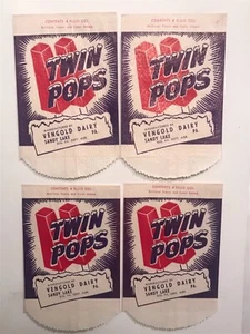 4 Vintage Twin Pops Eisbar Eis am Stiel Verpackungen unbenutzt - Bild 1 von 5