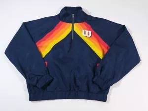 Wilson x Forever 21 Women Jacket Blue Striped Windbreaker Retro Logo Size Small - Picture 1 of 7