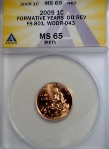 2009 ERROR ANACS MS65 WDDR #043 Lincoln Cent Coin Doubled Die Cherry Pck FS #801 - Picture 1 of 5