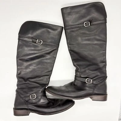 Frye Shirley Equestrian Riding Boots Size 8 Black Leather Knee High Casual Flat - Image 1 of 4