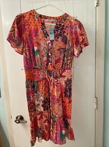 Ann Taylor LOFT, Petites, Multi Orange Teal Floral Kleid, Größe SP *neu mit Etikett* - Bild 1 von 6