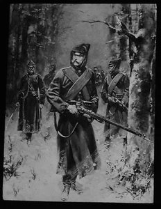 WW1 RUSSIAN SENTRY SCOUTS SNIPING FROM A FOREST Magic Lantern Slide - Picture 1 of 3