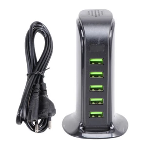 Multi Hub Schnellladestation USB Ladegerät Auto Desktop USB LCD-Display 5-Port - Bild 1 von 12