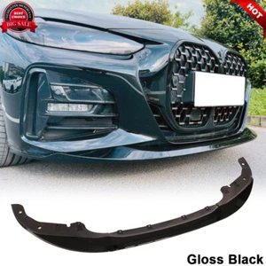 For BMW 4 Series G22 G23 G26 M-Sport 2020UP Gloss Black Front Bumper Lip Spoiler - Picture 1 of 13
