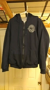 Sudadera con capucha con cremallera forrada de franela reversible. Talla grande/corta. azul/gris - Imagen 1 de 8