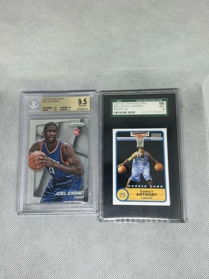 NBA Graded Rookie Card Lot: 2003 Mini Carmelo Anthony + 2014 Prizm Joel Embiid - Image 1 of 4