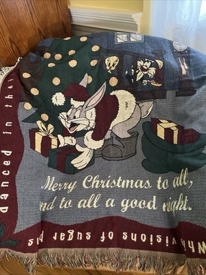 Manta tapiz de Navidad Looney Tunes Bugs Bunny Feliz Navidad 48"x54" Foto 1 de 4