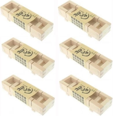 6 Pack Wooden Oshizushi Press Maker Rectangular Sushi Mold 8.5x2.75 in S-3130x6 - Image 1 of 4