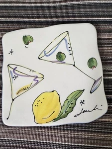 Julia Junkin Studio Trivet Plate Barware 6.5” SQ “Shaken Not Stirred-Cheers” - Picture 1 of 4