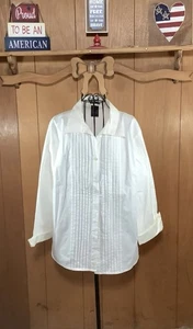 Neues weißes plissiertes Button-Down-Damenhemd Größe 16 von DLG A Kellwood Co - Bild 1 von 1