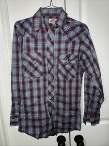 Wrangler Vintage 70s Rainbow Tag Striped Western Pearl Snap Shirt Boys 20 XXL - Picture 1 of 5
