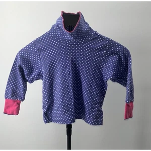 Vintage Gymboree Polka Dot Mock Neck Top Long Sleeve Purple Pink Trim Medium - Picture 1 of 10