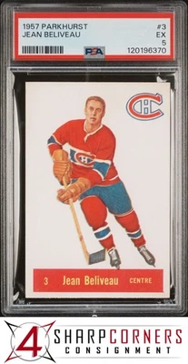 1957 PARKHURST #3 JEAN BELIVEAU CANADIENS HOF PSA 5 - Image 1 of 4