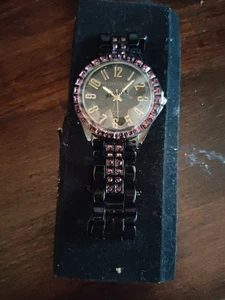 Gruen Damen Analog Uhr Schwarz Gliederband Strass - Bild 1 von 3