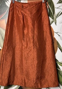 Falda Eileen Fisher PS Pequeña Naranja Quemado Seda Triturada Nueva con Etiquetas - Imagen 1 de 6