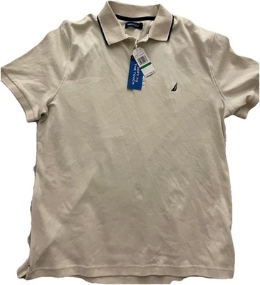 Nautica Men's Classic Fit Natural Ivory Polo Shirt Solid Short Sleeve Sold Out - Image 1 of 4