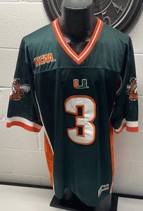 VTG Miami Hurricanes Jersey #3 Embroidered Size 48 Sebastian Canes Logo  - Picture 1 of 11