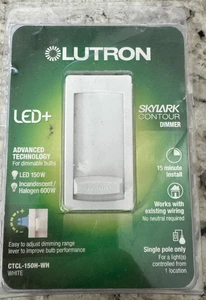 Lutron Skylark Contour Slide LED+ Dimmschalter, 150 Watt, weiß, CTCL-150H-WH - Bild 1 von 2