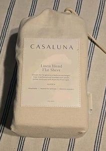 Target Casaluna Queen Linen Blend Flat Sheet, Natural Snowfall White NEW - Picture 1 of 2