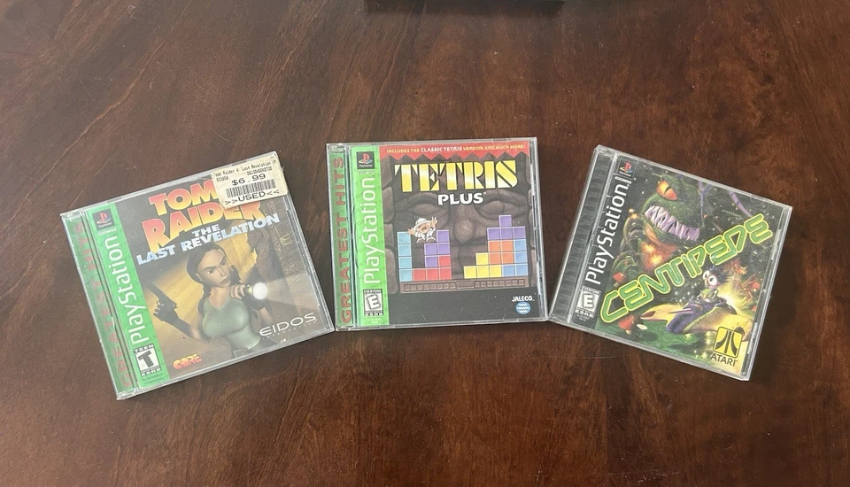 Tomb Raider, Tetris Plus, Centipede PlayStation Games - Image 1 of 4