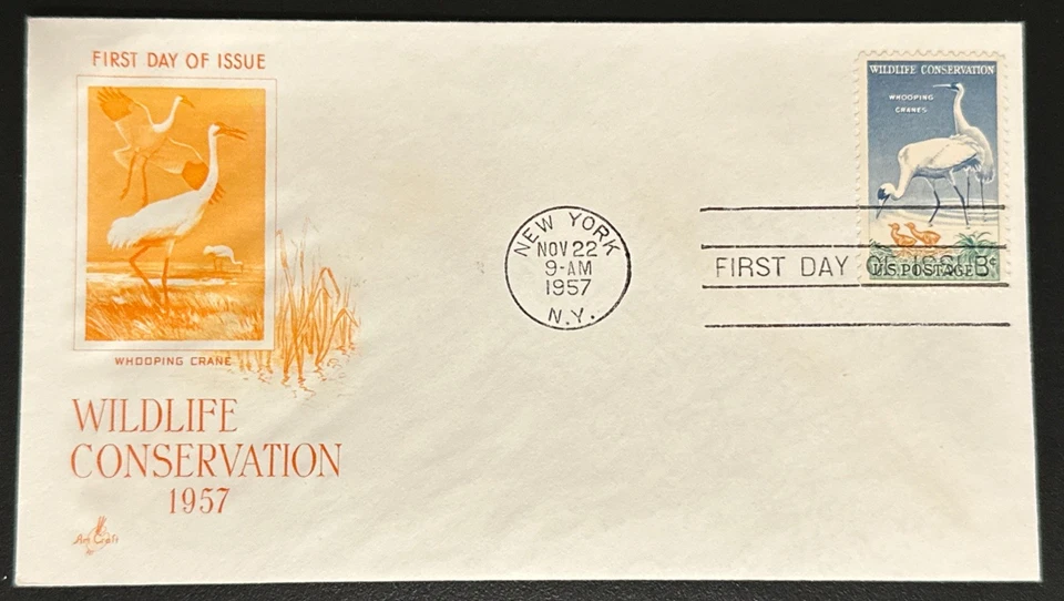 Sc 1098 Wildlife Whooping Crane ArtCraft color variety SEV# 1C3 Orange UA XF - Image 1 of 1