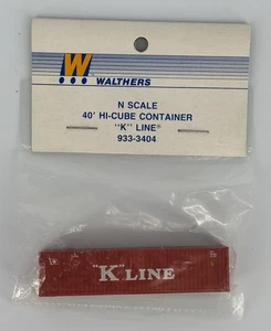 WALTHERS N Scale “K"LINE 40' HI-CUBE CONTAINER #933-3404 Torn Package - Picture 1 of 3